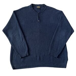 Woolrich Mens Blue Knit Henley Sweater Pullover Size 2XL